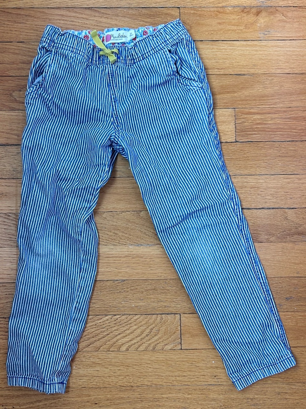 Blue and White Pinstripe Jogger Pants